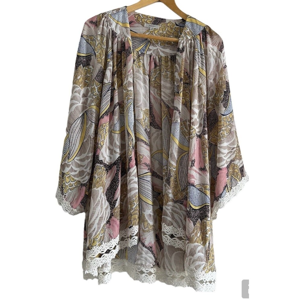 Jodifl Floral Lace Open Drape Flowy Kimono Duster Cardigan Women’s Size Small